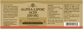 Solgar® Alpha-Lipoic Acid 200 mg Vegetable Capsules - Pack of 50