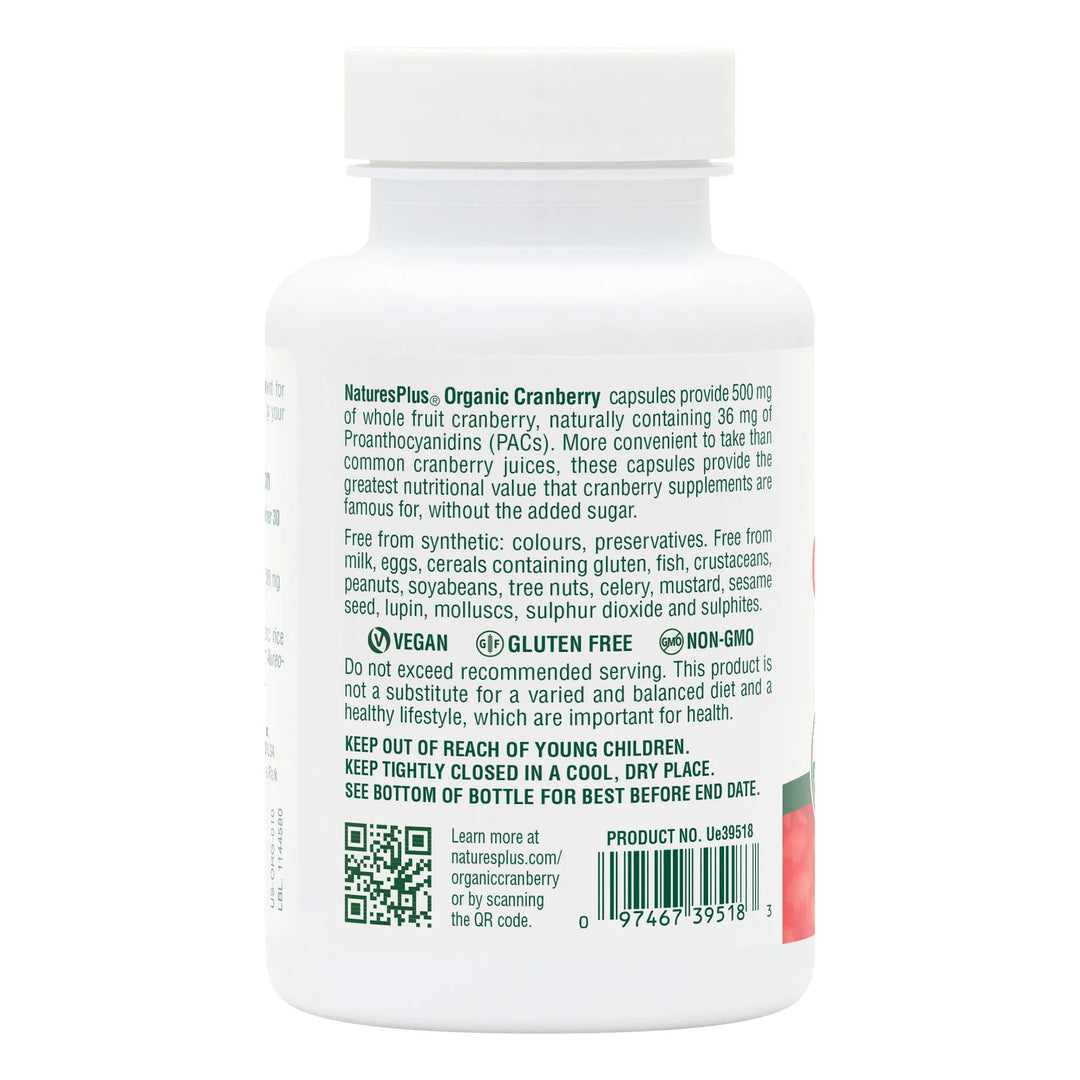 Organic Cranberry 500 mg Capsules