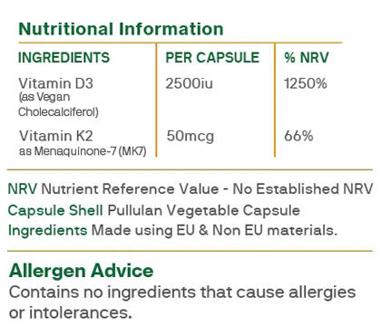Vitamin D3 2500iu + K2 50mcg