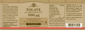Solgar® Folate (as Metafolin) 1000 µg Tablets - Pack of 60