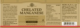 Solgar® Chelated Manganese Tablets - Pack of 100