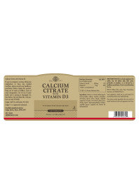 Solgar® Calcium Citrate with Vitamin D3 Tablets - Pack of 240