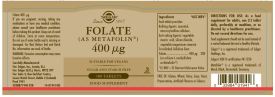 Solgar® Folate (as Metafolin®) 400 µg Tablets - Pack of 100
